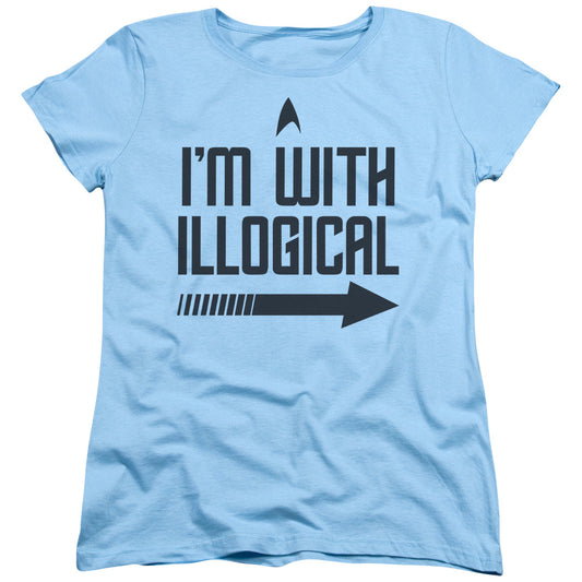 Star Trek - With Illogical - Short Sleeve Womens Tee - Light Blue T-shirt