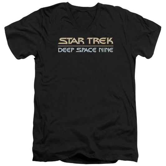 Star Trek - Deep Space Nine Logo - Short Sleeve Adult V-neck - Black T-shirt