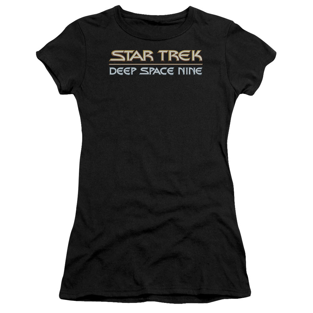 Star Trek - Deep Space Nine Logo - Short Sleeve Junior Sheer - Black T-shirt