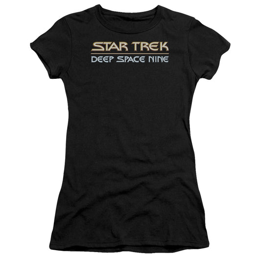 Star Trek - Deep Space Nine Logo - Short Sleeve Junior Sheer - Black T-shirt