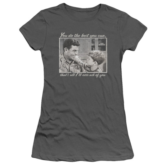 Andy Griffith - Wise Words - Short Sleeve Junior Sheer - Charcoal T-shirt