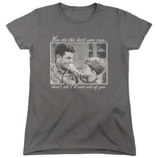 Andy Griffith - Wise Words - Short Sleeve Womens Tee - Charcoal T-shirt