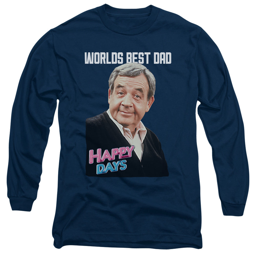 Happy Days - Best Dad - Long Sleeve Adult 18/1 - Navy T-shirt