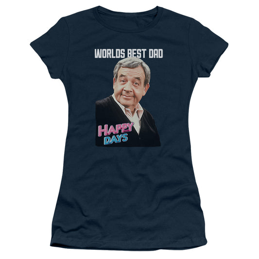 Happy Days - Best Dad - Short Sleeve Junior Sheer - Navy T-shirt