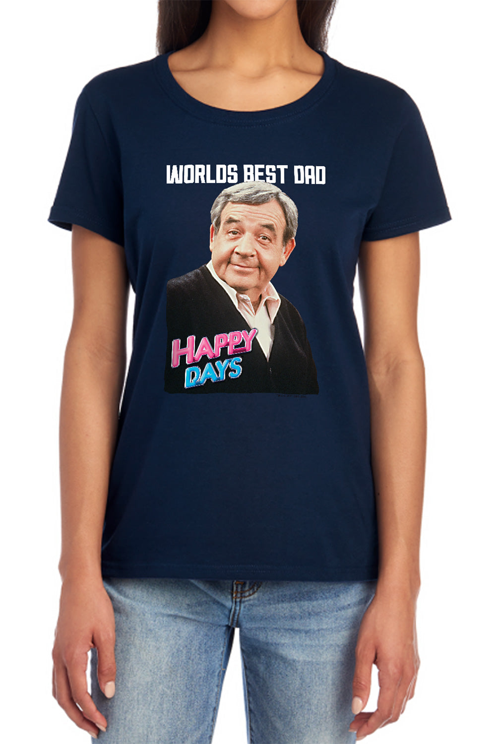 Happy Days - Best Dad - Short Sleeve Womens Tee - Navy T-shirt