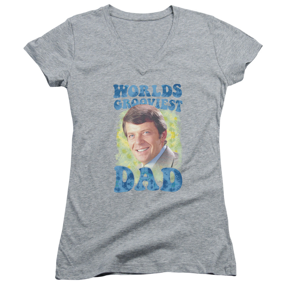 Brady Bunch - Worlds Grooviest-junior V-neck - Athletic Heather