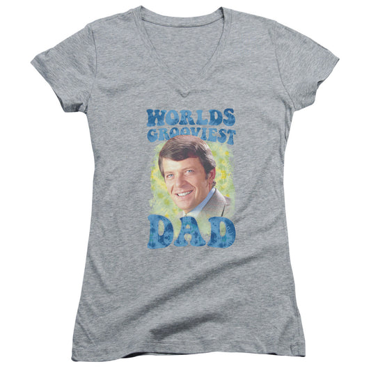 Brady Bunch - Worlds Grooviest-junior V-neck - Athletic Heather