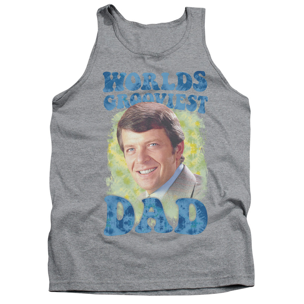 Brady Bunch - Worlds Grooviest - Adult Tank - Athletic Heather