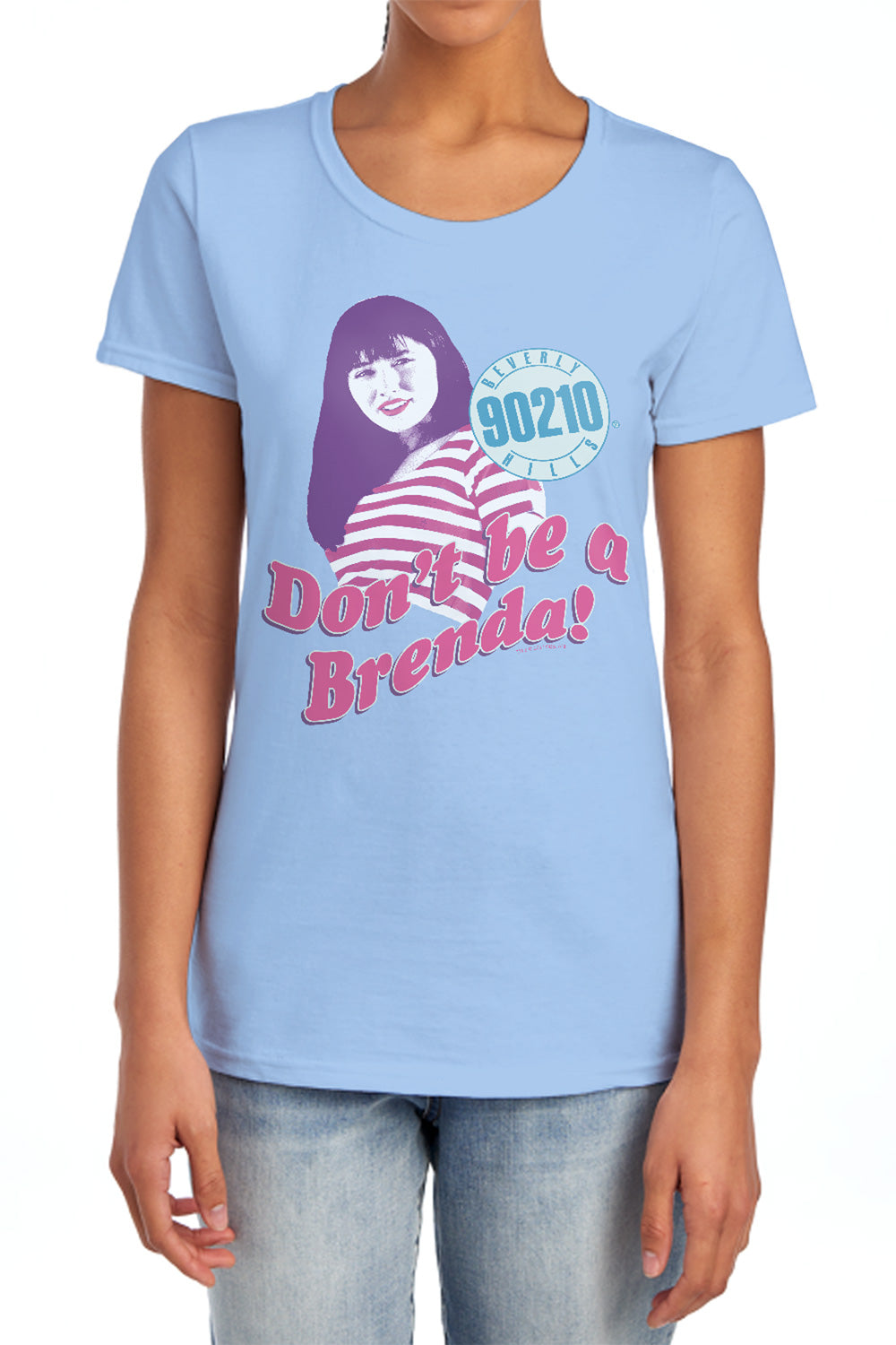 90210 - Dont Be A Brenda - Short Sleeve Womens Tee - Light Blue T-shirt