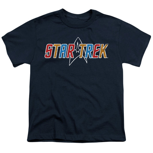 Star Trek - Multi Colored Logo - Short Sleeve Youth 18/1 - Navy T-shirt