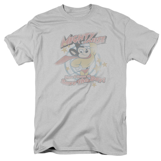 Mighty Mouse - At Your Service - Short Sleeve Adult 18/1 - Silver T-shirt