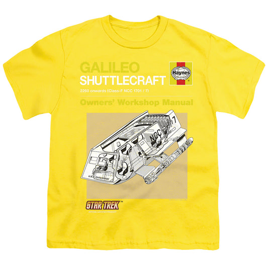 Star Trek - Shuttle Manual - Short Sleeve Youth 18/1 - Yellow T-shirt