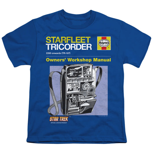 Star Trek - Tricorder Manual - Short Sleeve Youth 18/1 - Royal Blue T-shirt