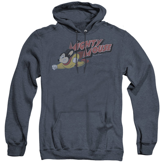Mighty Mouse - Mighty Retro - Adult Heather Hoodie - Navy