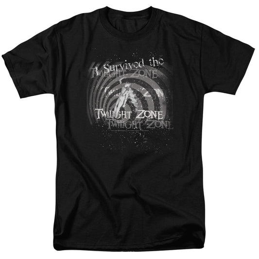 Twilight Zone - I Survived - Short Sleeve Adult 18/1 - Black T-shirt