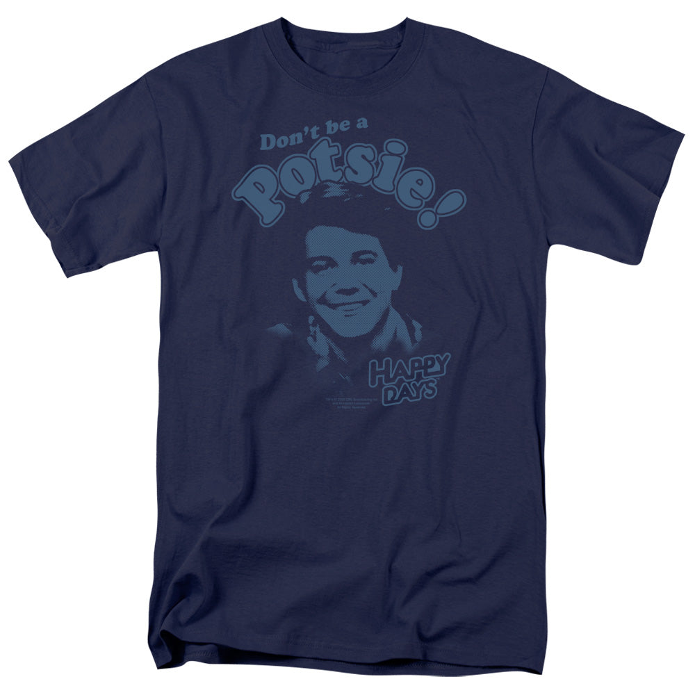 Happy Days - Dont Be A Potsy! - Short Sleeve Adult 18/1 - Navy T-shirt