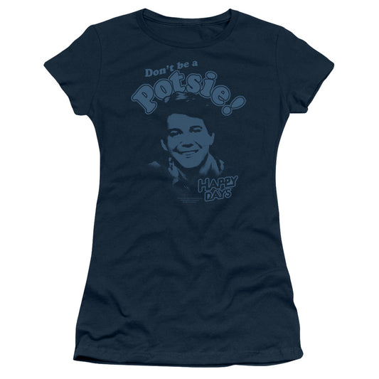 Happy Days - Dont Be A Potsy - Short Sleeve Junior Sheer - Navy T-shirt