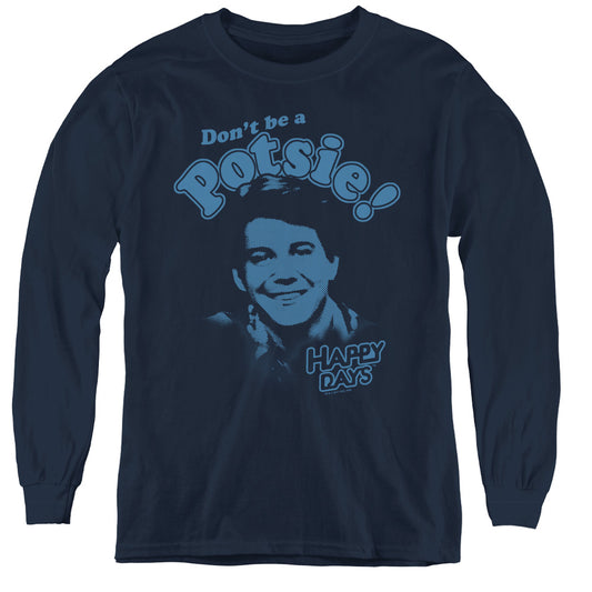 Happy Days - Dont Be A Potsy - Youth Long Sleeve Tee - Navy