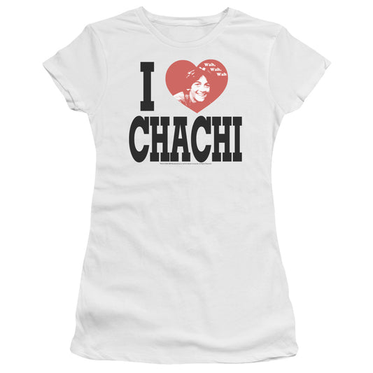 Happy Days - I Heart Chachi - Short Sleeve Junior Sheer - White T-shirt