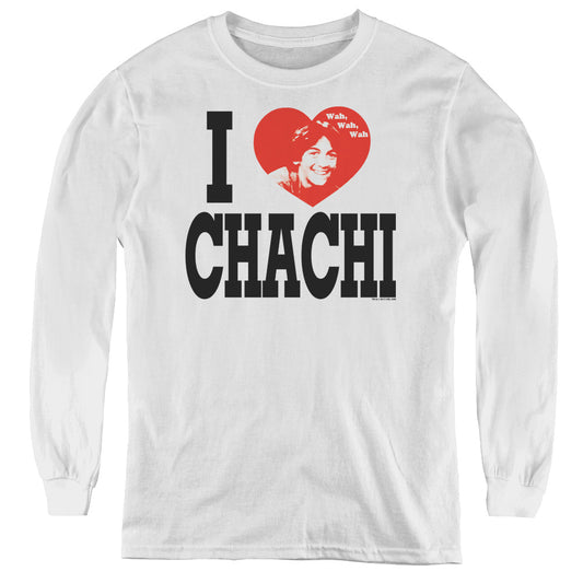 Happy Days - I Heart Chachi - Youth Long Sleeve Tee - White