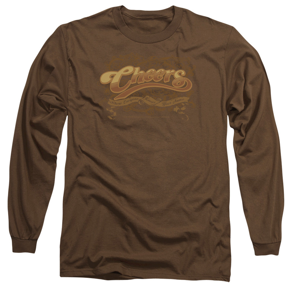Cheers - Scrolled Logo - Long Sleeve Adult 18/1 - Coffee T-shirt