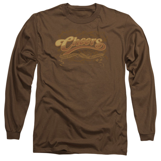 Cheers - Scrolled Logo - Long Sleeve Adult 18/1 - Coffee T-shirt