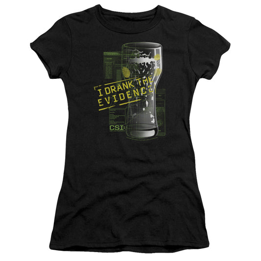 Csi - I Drank The Evidence - Short Sleeve Junior Sheer - Black T-shirt
