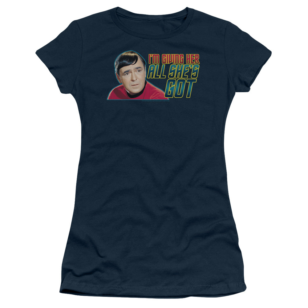 Star Trek - All Shes Got - Short Sleeve Junior Sheer - Navy T-shirt