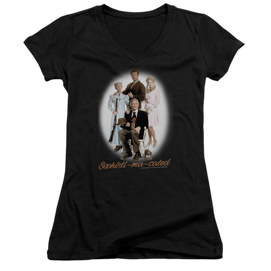 Beverly Hillbillieshort Sleeveophistimacated - Junior V-neck - Black T-shirt
