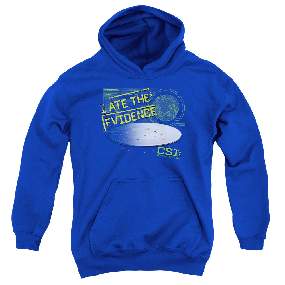 Csi I Ate The Evidence-youth Pull-over Hoodie - Royal
