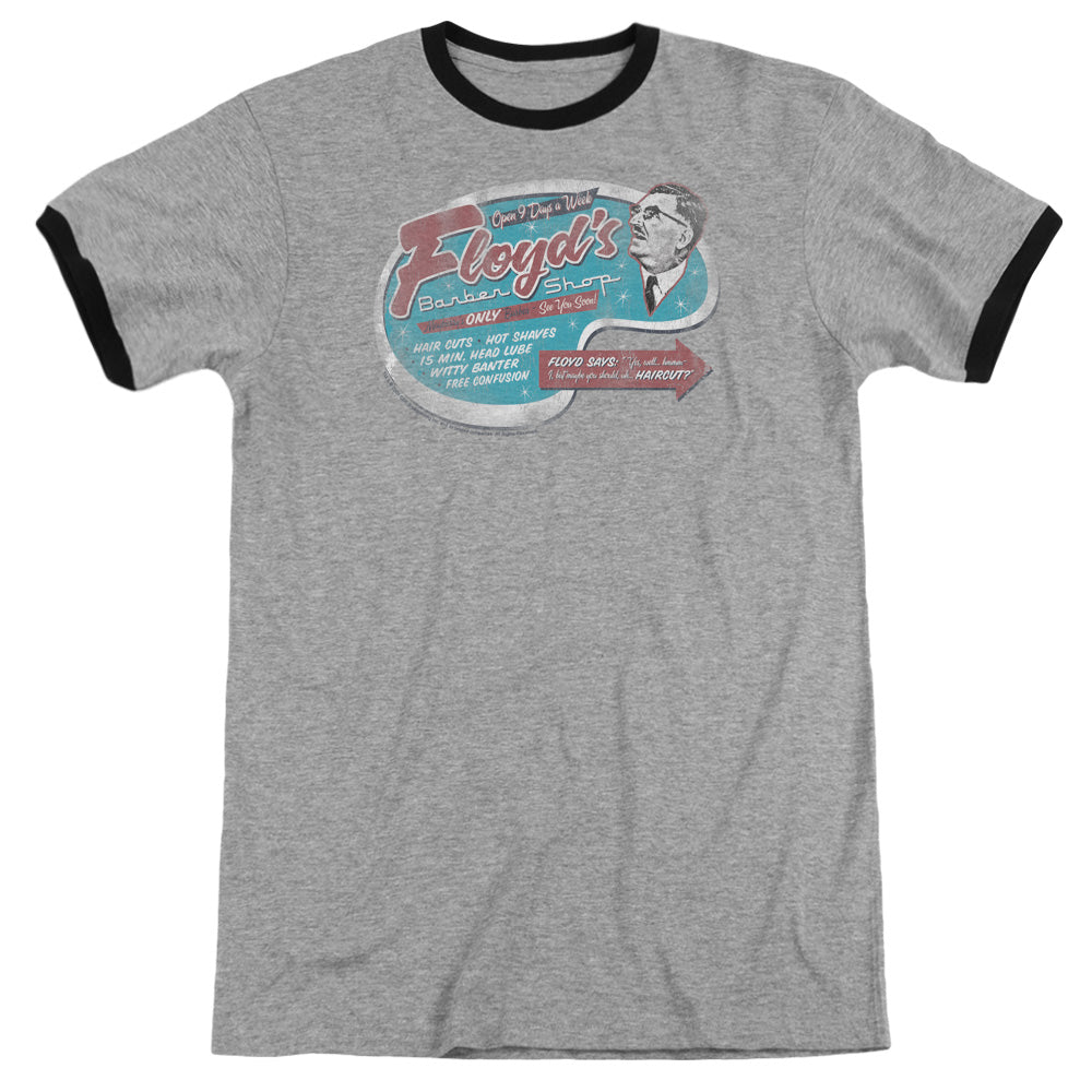 Mayberry - Floyds Barber Shop - Adult Ringer - Heather/black