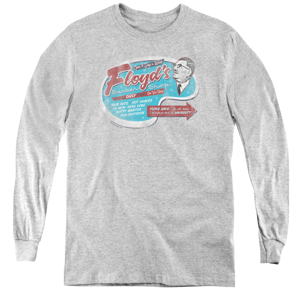 Mayberry - Floyds Barber Shop - Youth Long Sleeve Tee - Athletic Heather