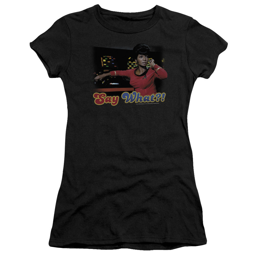 Star Trek - Say What - Short Sleeve Junior Sheer - Black T-shirt