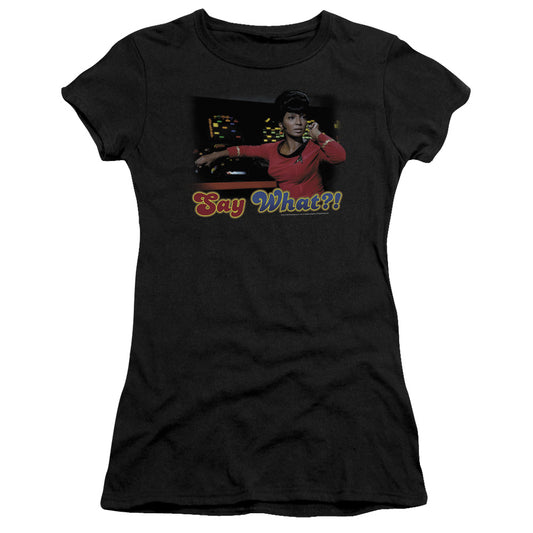 Star Trek - Say What - Short Sleeve Junior Sheer - Black T-shirt