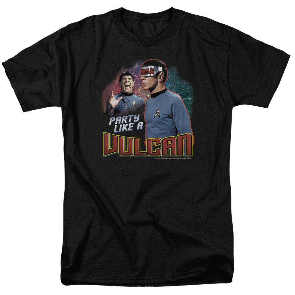 Star Trek - Party Like A Vulcan - Short Sleeve Adult 18/1 - Black T-shirt