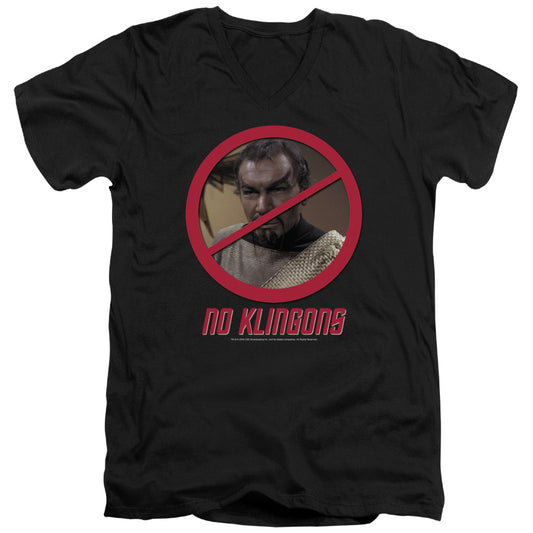 Star Trek - No Klingons - Short Sleeve Adult V-neck - Black T-shirt