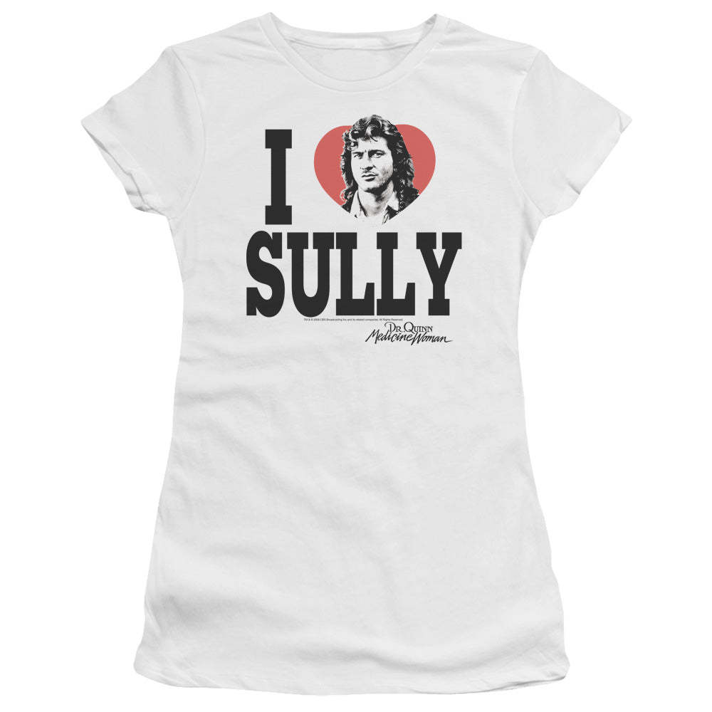Dr.quinn - I Heart Sully - Short Sleeve Junior Sheer - White T-shirt