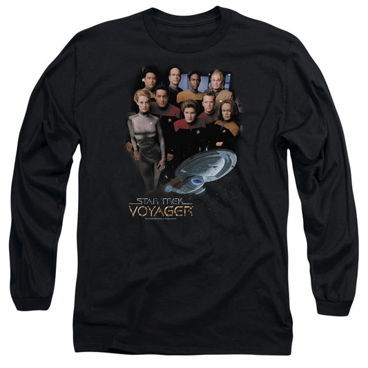 Star Trek - Voyager Crew - Long Sleeve Adult 18/1 - Black T-shirt