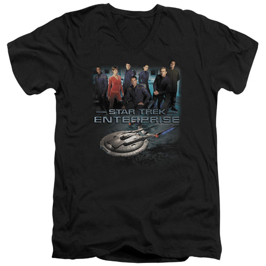 Star Trek - Enterprise Crew - Short Sleeve Adult V-neck - Black T-shirt