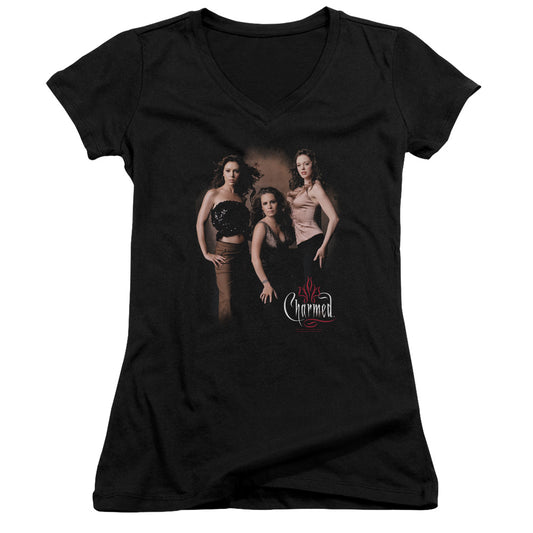 Charmed - Three Hot Witches - Junior V-neck - Black