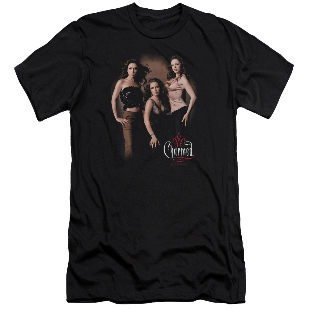 Charmed - Three Hot Witches-premuim Canvas Adult Slim Fit 30/1 - Black