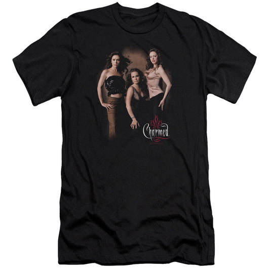 Charmed - Three Hot Witches-premuim Canvas Adult Slim Fit 30/1 - Black