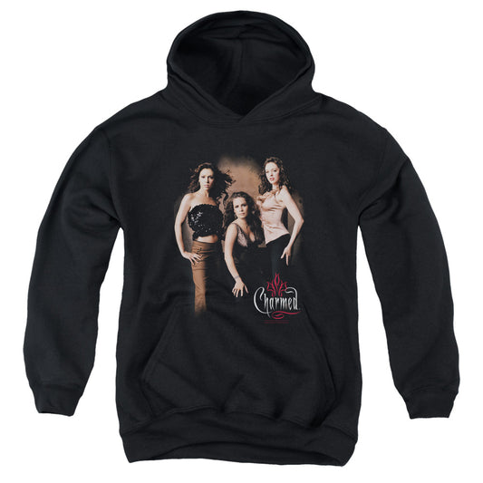 Charmed Three Hot Witches-youth Pull-over Hoodie - Black