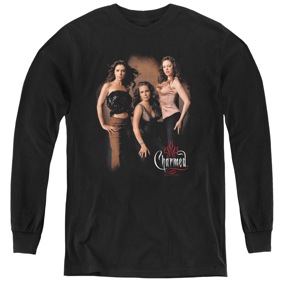 Charmed - Three Hot Witches - Youth Long Sleeve Tee - Black