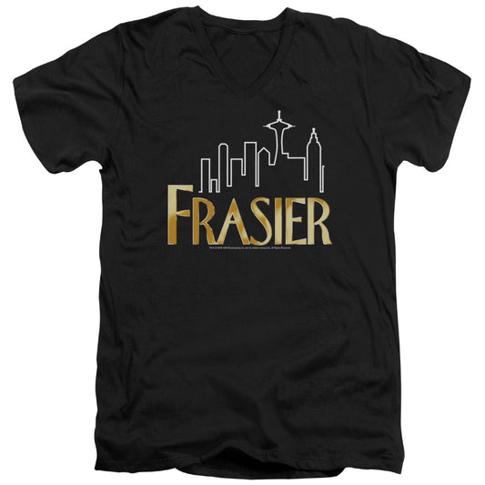 Frasier - Frasier Logo - Short Sleeve Adult V-neck - Black T-shirt