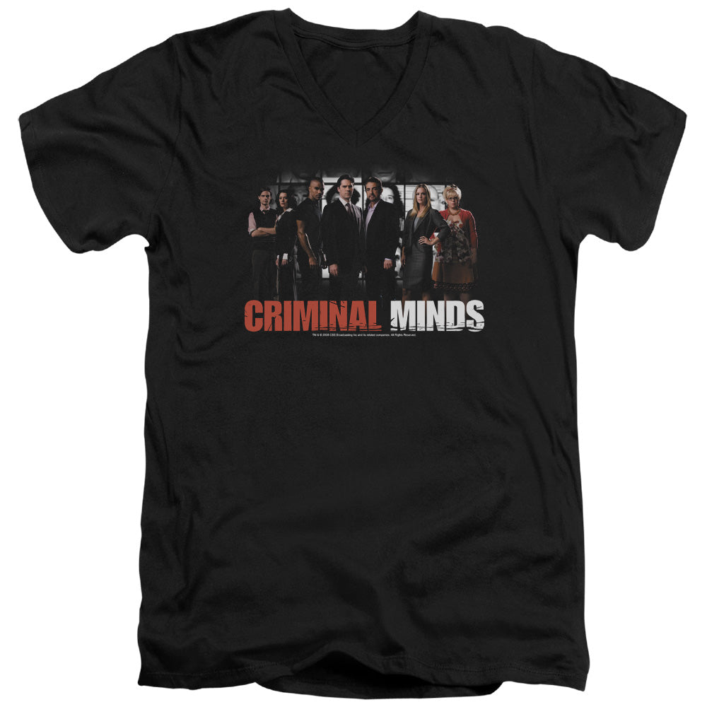 Criminal Minds - The Brain Trust - Short Sleeve Adult V-neck - Black T-shirt