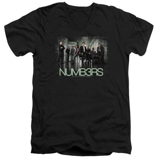 Numb3rs - Numbers Cast - Short Sleeve Adult V-neck - Black T-shirt