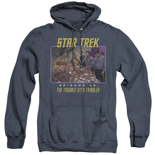 St:original - The Trouble With Tribbles - Adult Heather Hoodie - Navy