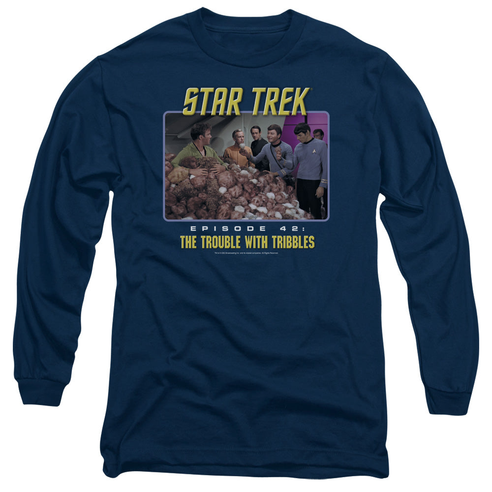 St:original - The Trouble With Tribbles - Long Sleeve Adult 18/1 - Navy T-shirt