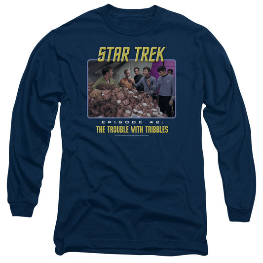 St:original - The Trouble With Tribbles - Long Sleeve Adult 18/1 - Navy T-shirt